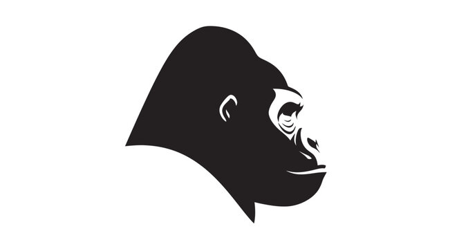 Gorilla head profile with transparent background