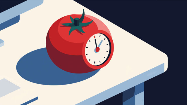 Illustration Vector Personalized A Tomato-Shaped Clock Being Set On A Desk Vector Design Template