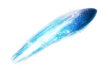 Abstract blue light streak with glowing glitter particles effect