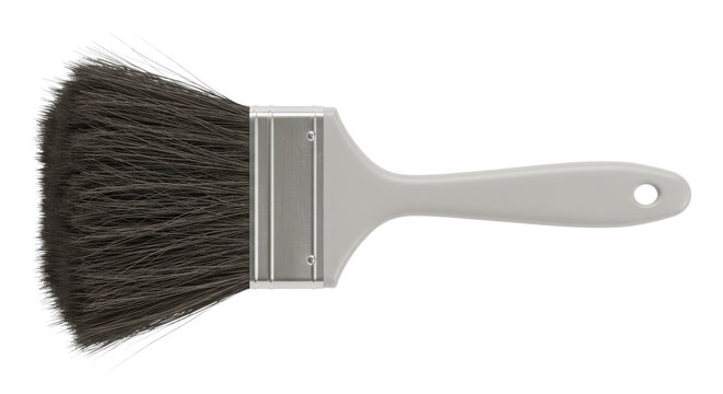 New wide paint brush with natural bristles used for home renovation and DIY projects isolated PNG with Transparent Background