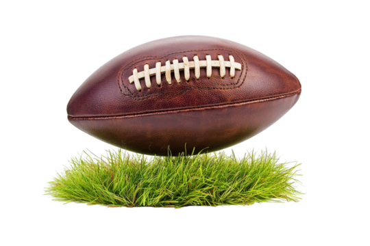 American football on green grass for sport and game themes
