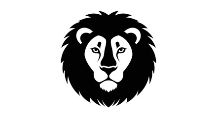 Bold black and white lion head emblem conveying strength, courage, and regal authority, perfect for branding and design projects. © M FAIZAL
