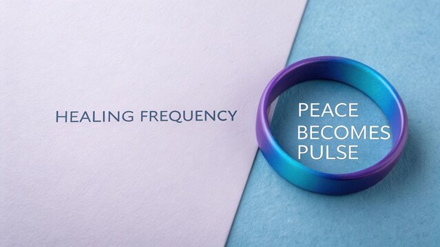 Healing frequency bracelet on colored background promoting peace and wellness through vibrations and mindful living practices