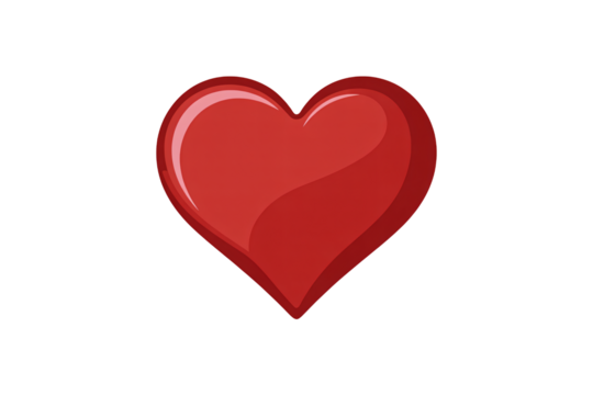 Vibrant red heart symbol expressing love, passion, and affection, perfect for romantic designs, Valentine's Day celebrations, and emotional content