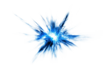 Dynamic blue and white energy burst abstract frozen ice explosion