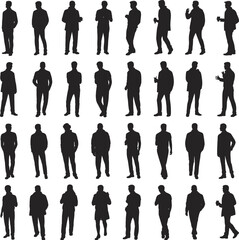 silhouette, posture, gesture, standing, people, human, figure, pose, vector, character, motion