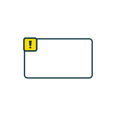 Empty notification bubble with yellow exclamation mark isolated on transparent background
