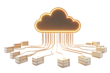 Cloud computing data storage and network distribution concept