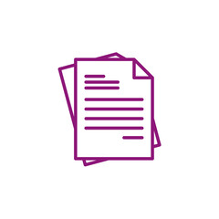 Paper document icon with lines of text isolated on transparent background