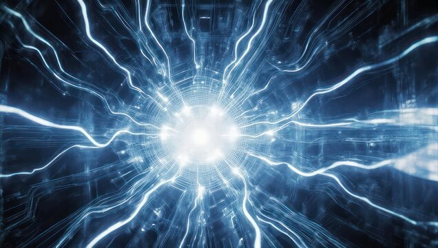 Abstract Blue Energy Burst with Electric Tendrils.