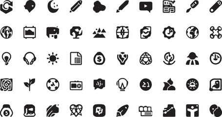 Vector icon set of numbers and symbols for business communication web design