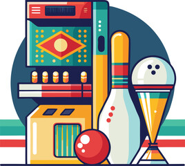Retro Arcade Bowling Game T-Shirt Design