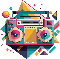 Retro Boombox Music T-Shirt Design