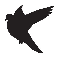 Dove Silhouette, Flying Bird Vector on White Background