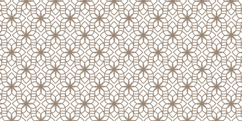 Geometric linear floral tile pattern. Wedding design with gold lines on a white background. Luxurious oriental art deco textured background.