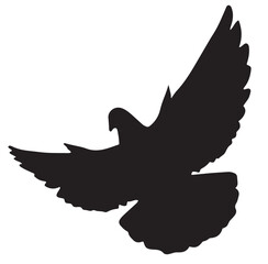Dove Silhouette Vector, Isolated on White Background