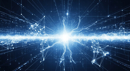 Obraz premium Abstract Digital Brain Communication and Neural Network Concept