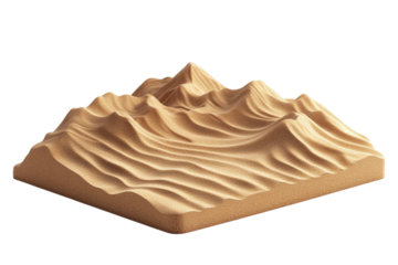 Miniature topographic model of jagged mountains