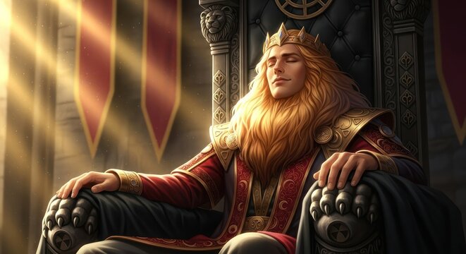 Majestic sovereign enthroned in regal repose a symbol of serene power and noble authority