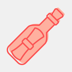 Icon bottle mail. Pirates theme elements. Icon in two tone style.