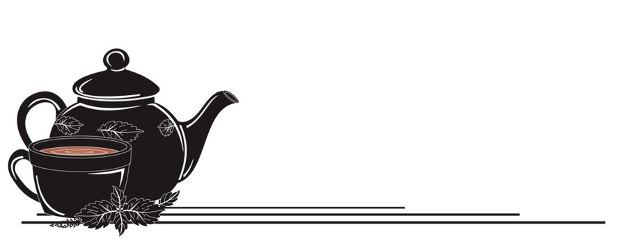 teapot and cup design, vector design for barner logo and others