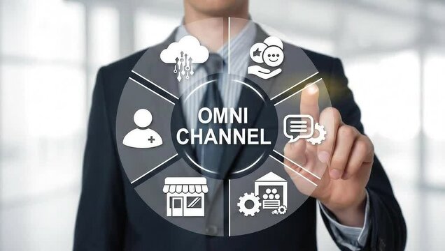OMNI-CHANNEL. Omnichannel Business Marketing Customer Concept. Omni Channel Database Service Information Technology.