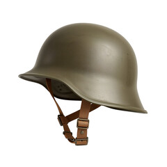 Fototapeta premium Vintage olive drab military helmet with leather chin strap
