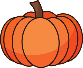Big orange pumpkin cartoon on transparent background
