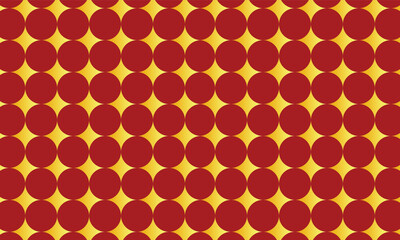 Red circular pattern on a gold background creates a visually engaging and modern arrangement