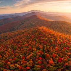 Vibrant Autumn Mountain Landscape at Sunrise.