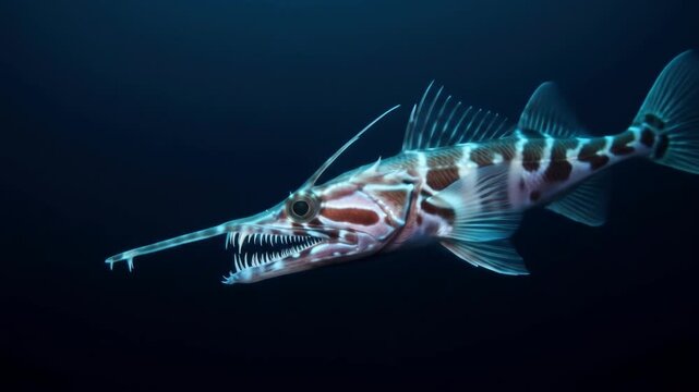 Awesome Houndfish swims in the ocean. Sea life, fish, underwater, wildlife, nature, marine, aquatic.