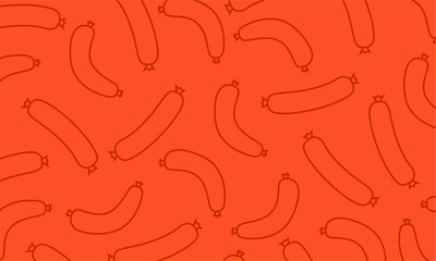 Grilled sausage seamless pattern with hand-drawn vector style. Sausages Background. Perfect for fast food branding, butcher store graphics, and menu layouts