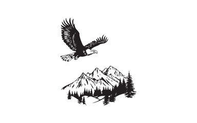 Flying Eagle Silhouette Vector &ndash; Powerful Bird of Prey Illustration Design