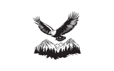 Flying Eagle Silhouette Vector &ndash; Powerful Bird of Prey Illustration Design
