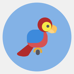 Icon parrot. Pirates theme elements. Icon in color mate style.