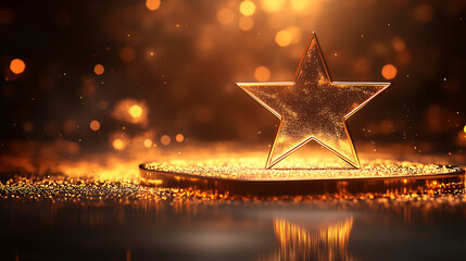 Golden star award with glittering lights celebrating achievement and success a symbol of excellence and top performance in festive ambience
