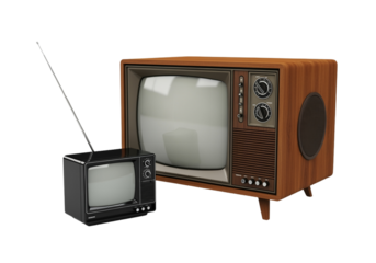 Classic and retro TV set 3D isolated on transparent background