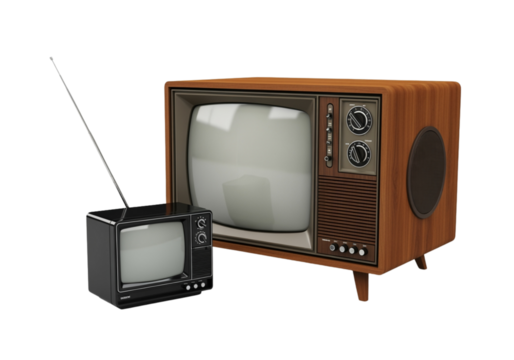Classic and retro TV set 3D isolated on transparent background