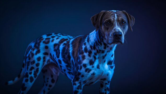 Lucid realism catahoula leopard dog studio background pet portrait dark environment close-up