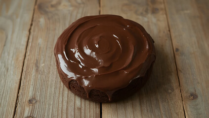 Lucid realism classic chocolate pound cake with glossy background rustic kitchen setting