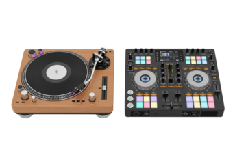 Professional DJ deck bundle 3D isolated on transparent background