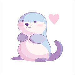 Cute otter character, pastel colors, adorable, love