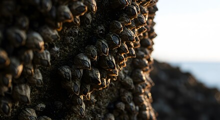 Fototapeta premium Ha Long Bay, Vietnam Barnacles Clustered on a Rock Formation, Coastal Nature Details