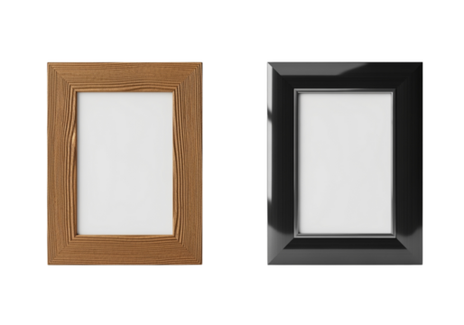 3D photo frame duo isolated on transparent background