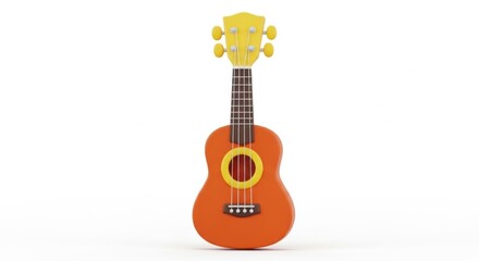 Naklejka premium Cute Cartoon Ukulele in Orange and Yellow Colors