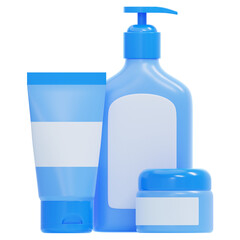 PNG 3D Skincare Essentials Set Icon Isolated on a White Background