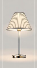 Elegant Chrome Table Lamp with Pleated Shade for Ambient Lighting.