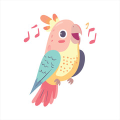 vector Cute singing parrot illustration