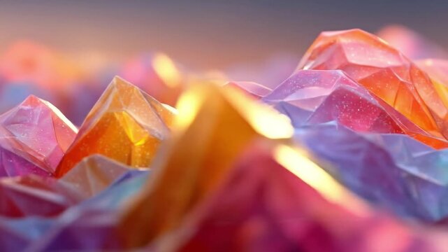 Abstract colorful crystal formation with soft focus and gradient background