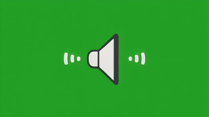 Animated speaker icon with sound waves on a green screen background for chroma keying. Flat design audio volume symbol illustration for video editing